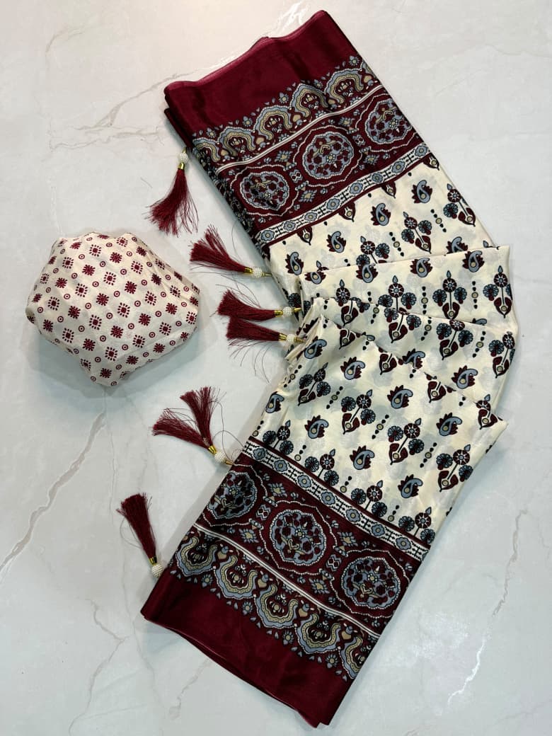 Ajrakh Crepe Gajji Silk Saree — photo 8