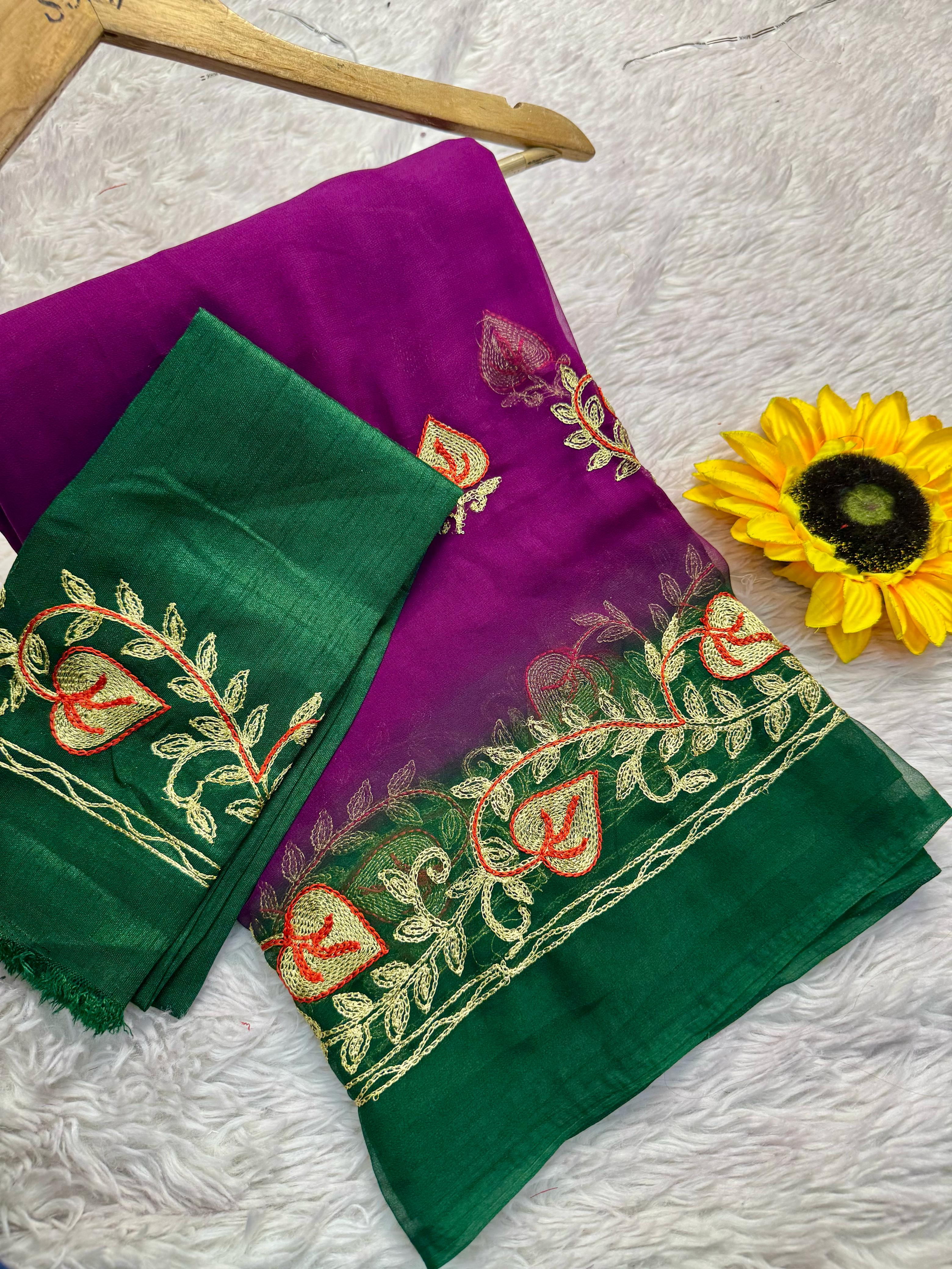 Handmade Chiffon Georgette Flower Saree — photo 9