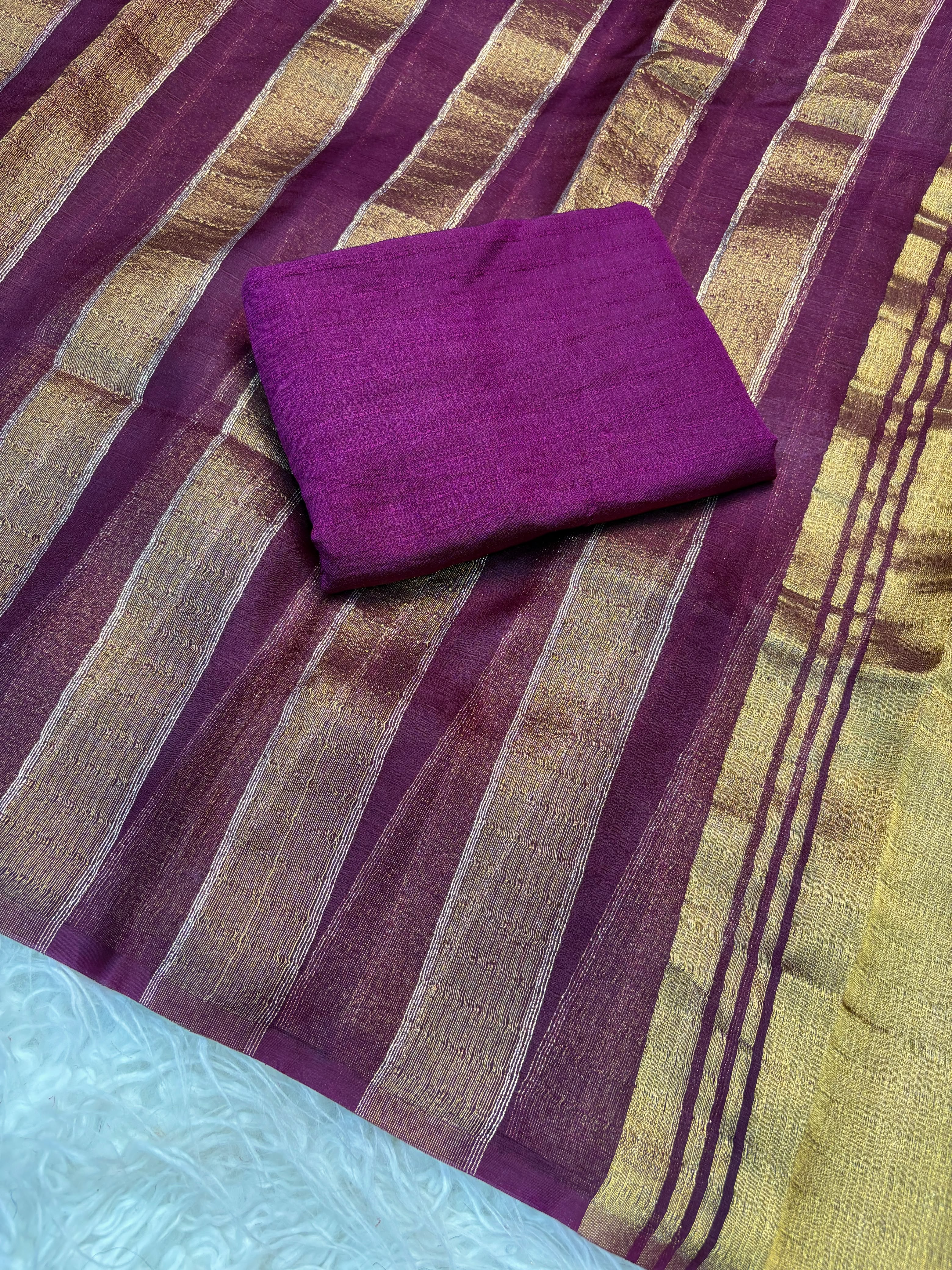 Pure Organza Saree With Stripe Patta — photo 3