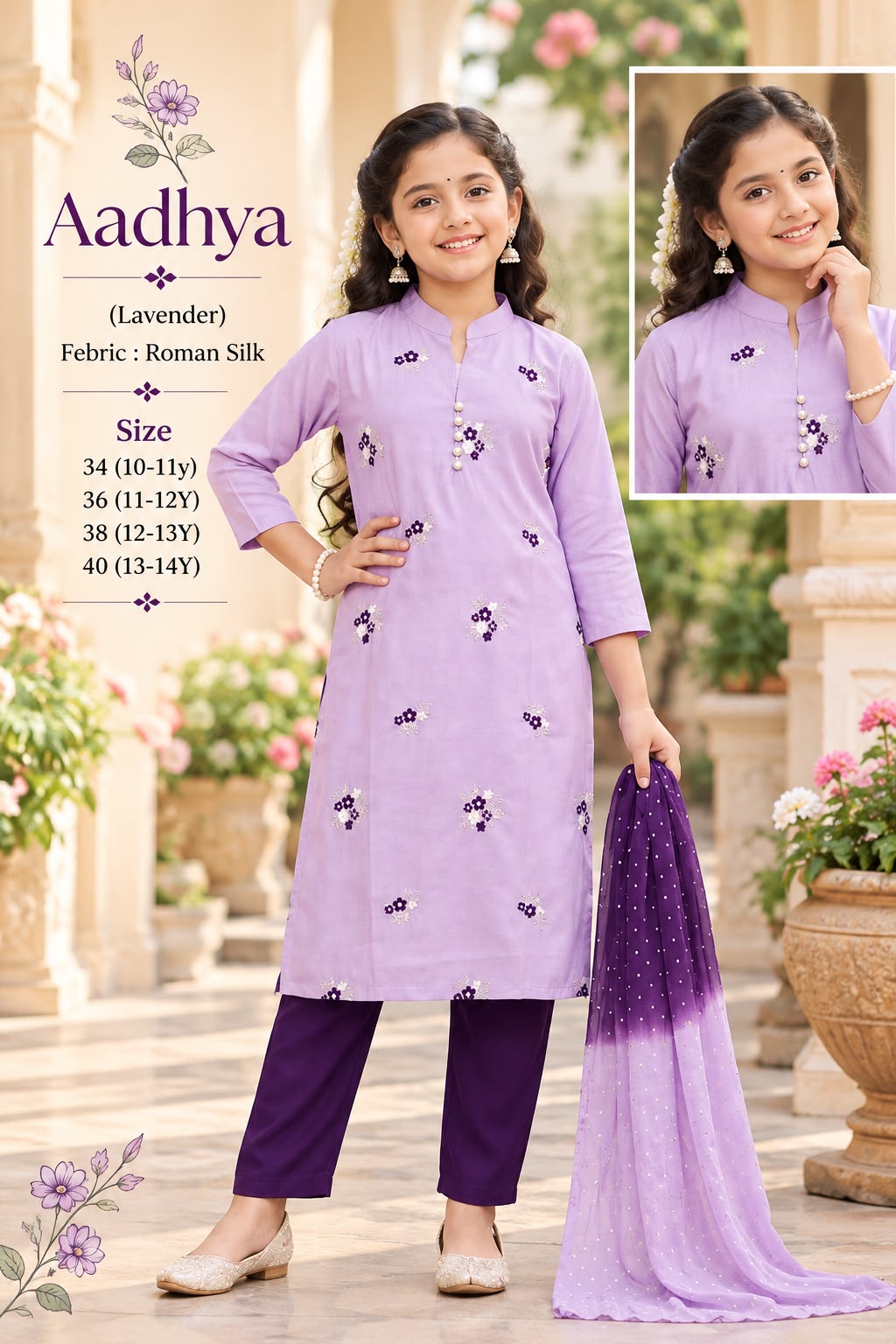 Aadhya Kids 3-Piece Silk Set — photo 4