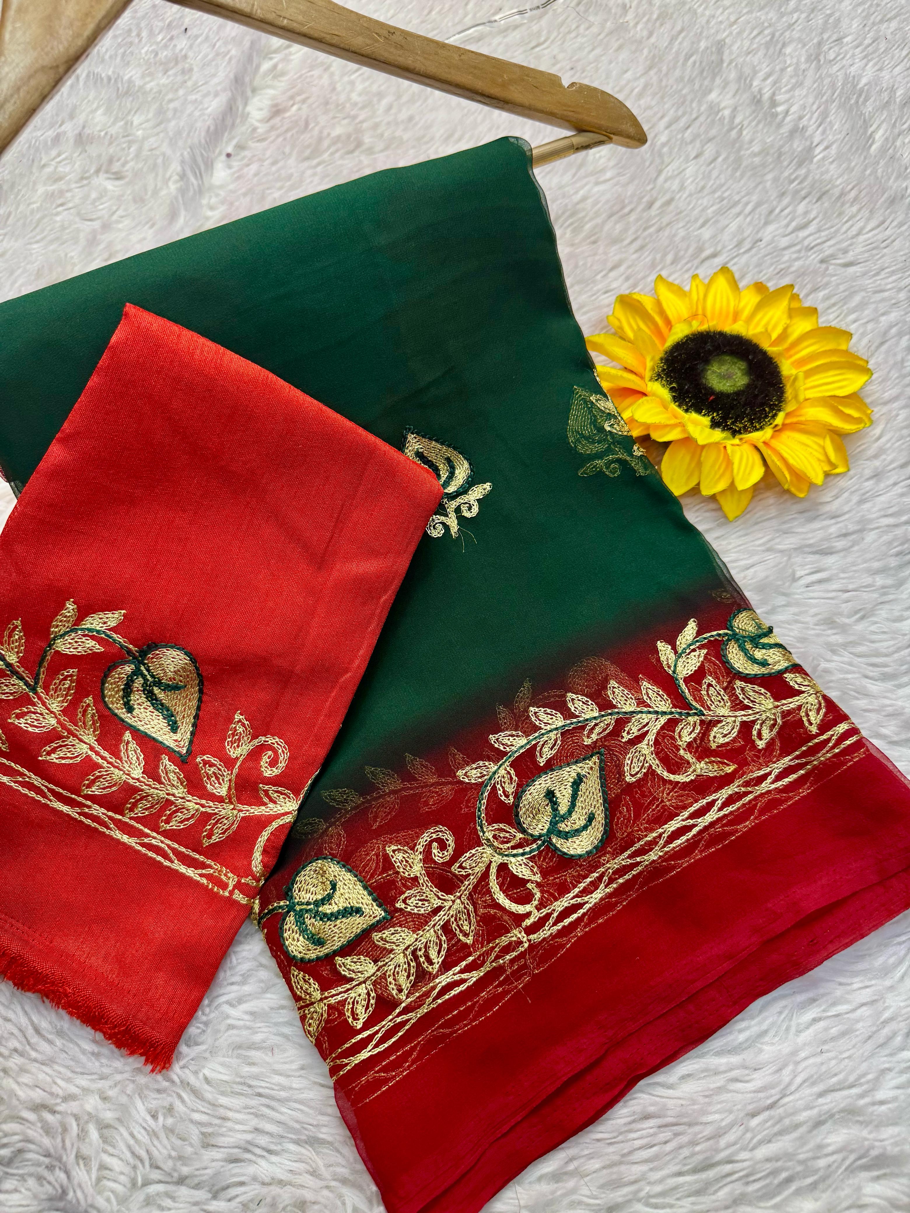 Handmade Chiffon Georgette Flower Saree — photo 4