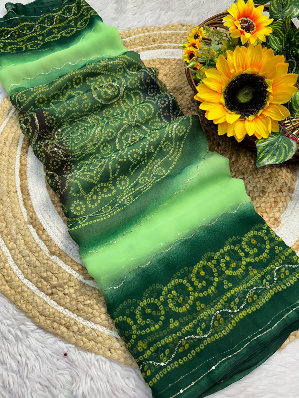 Handmade Chiffon Georgette Flower Saree — photo 15