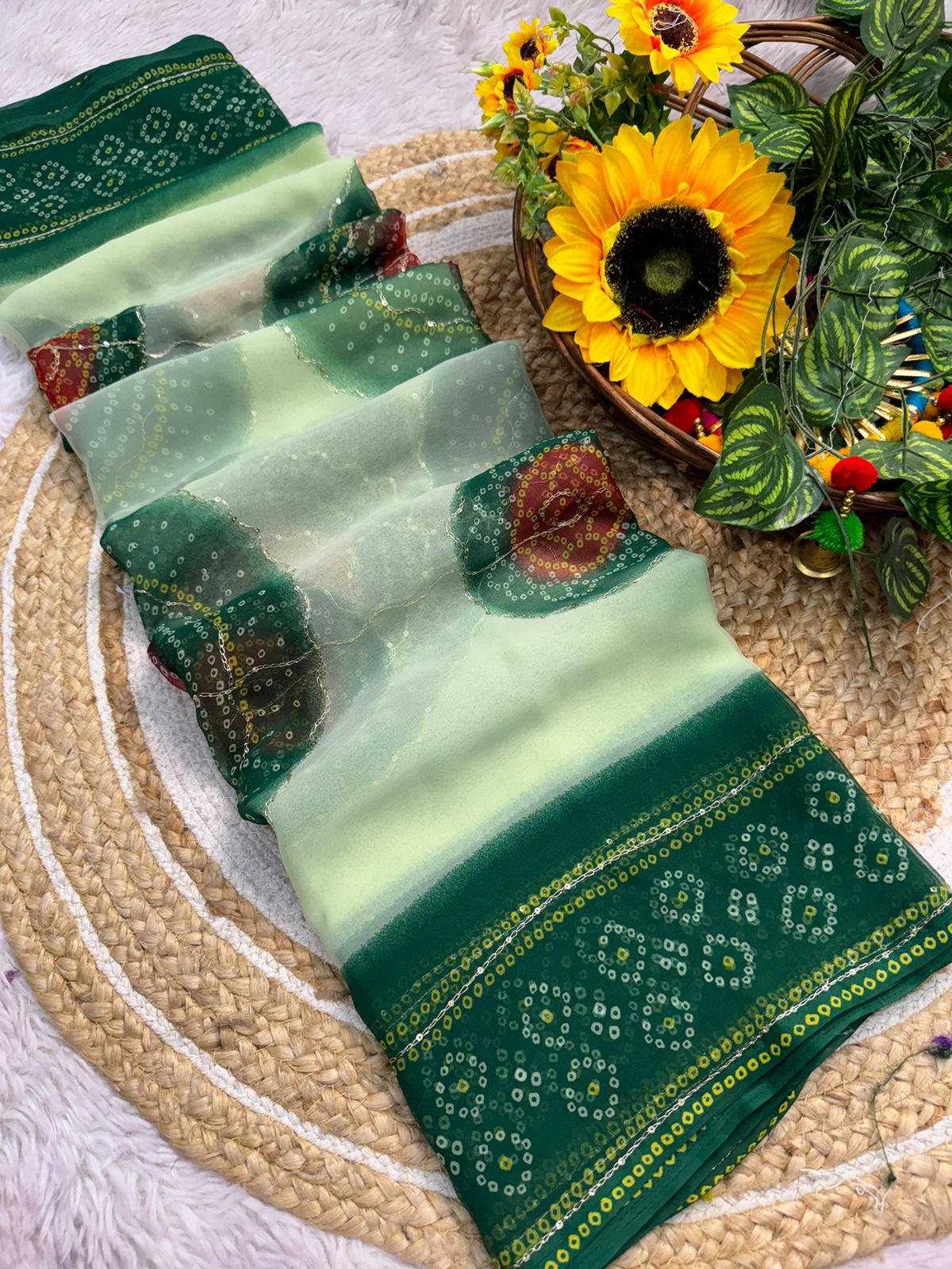 Handmade Chiffon Georgette Flower Saree — photo 14