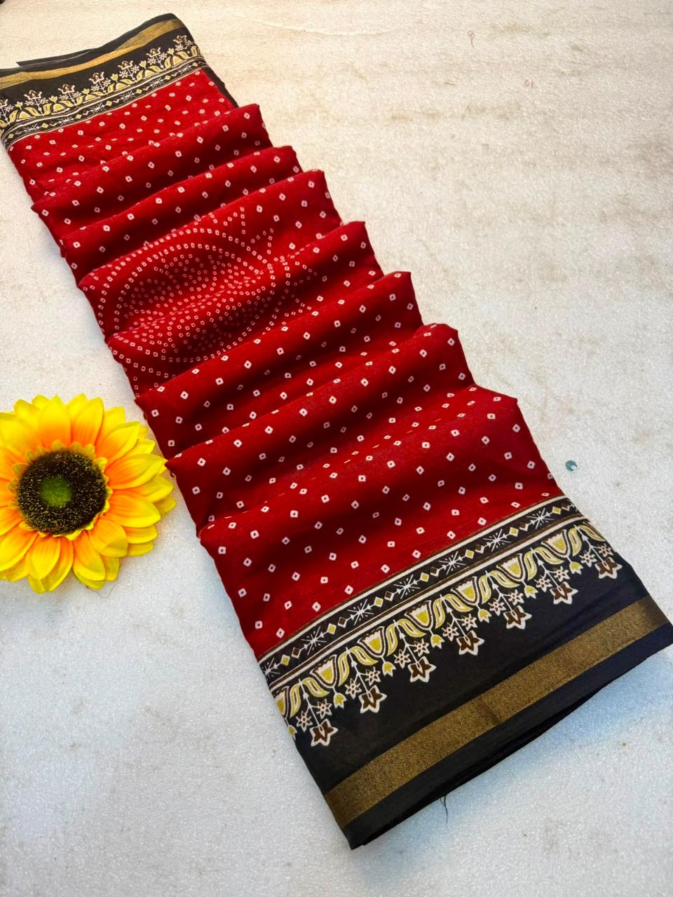 Mul Cotton Bandhani Patola Saree — photo 11