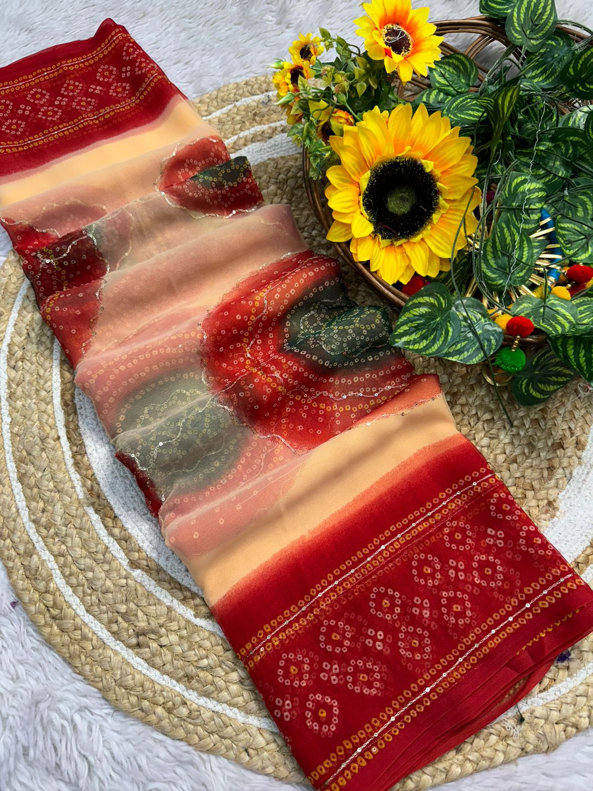 Handmade Chiffon Georgette Flower Saree — photo 12