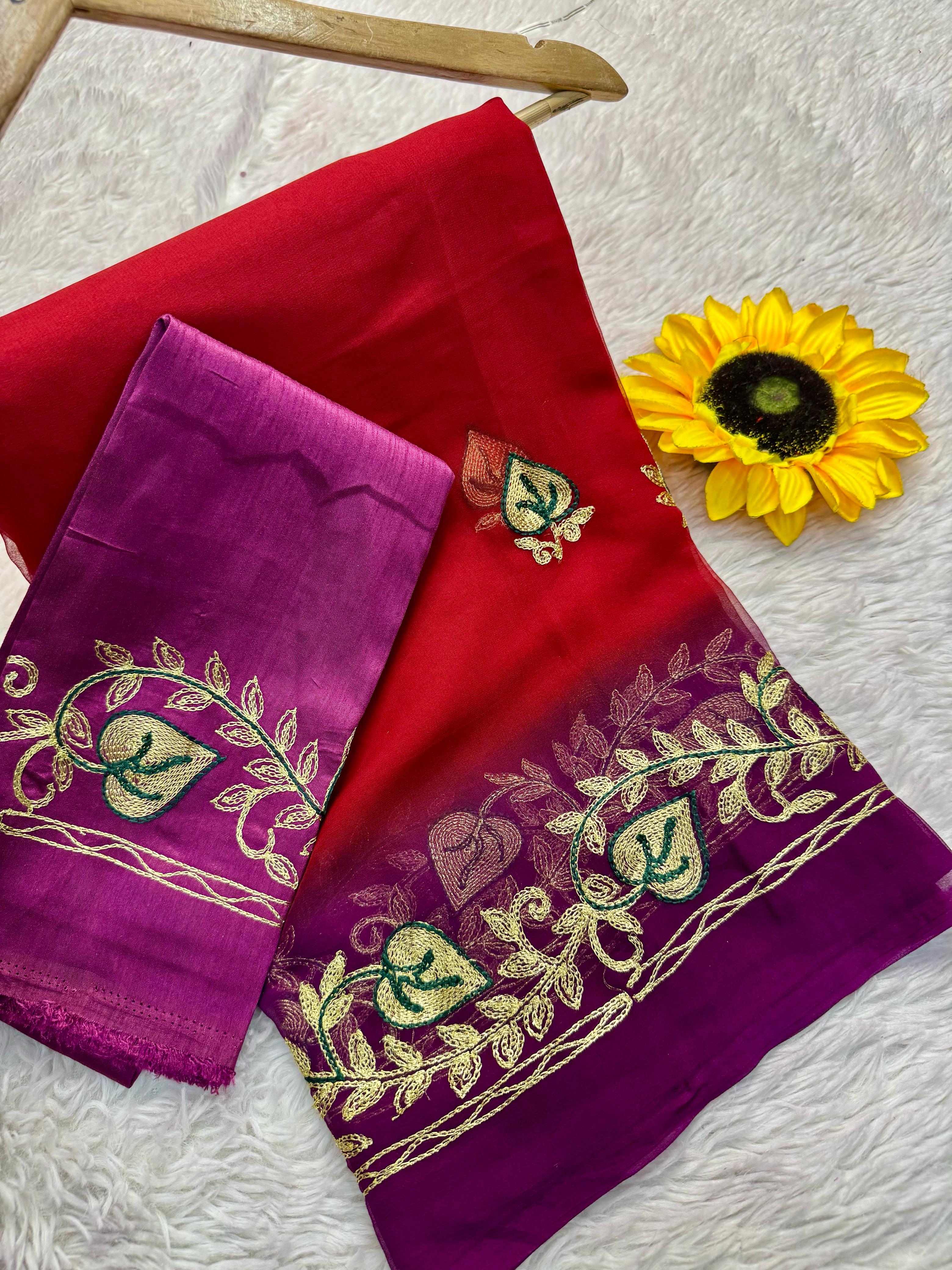 Handmade Chiffon Georgette Flower Saree — photo 6